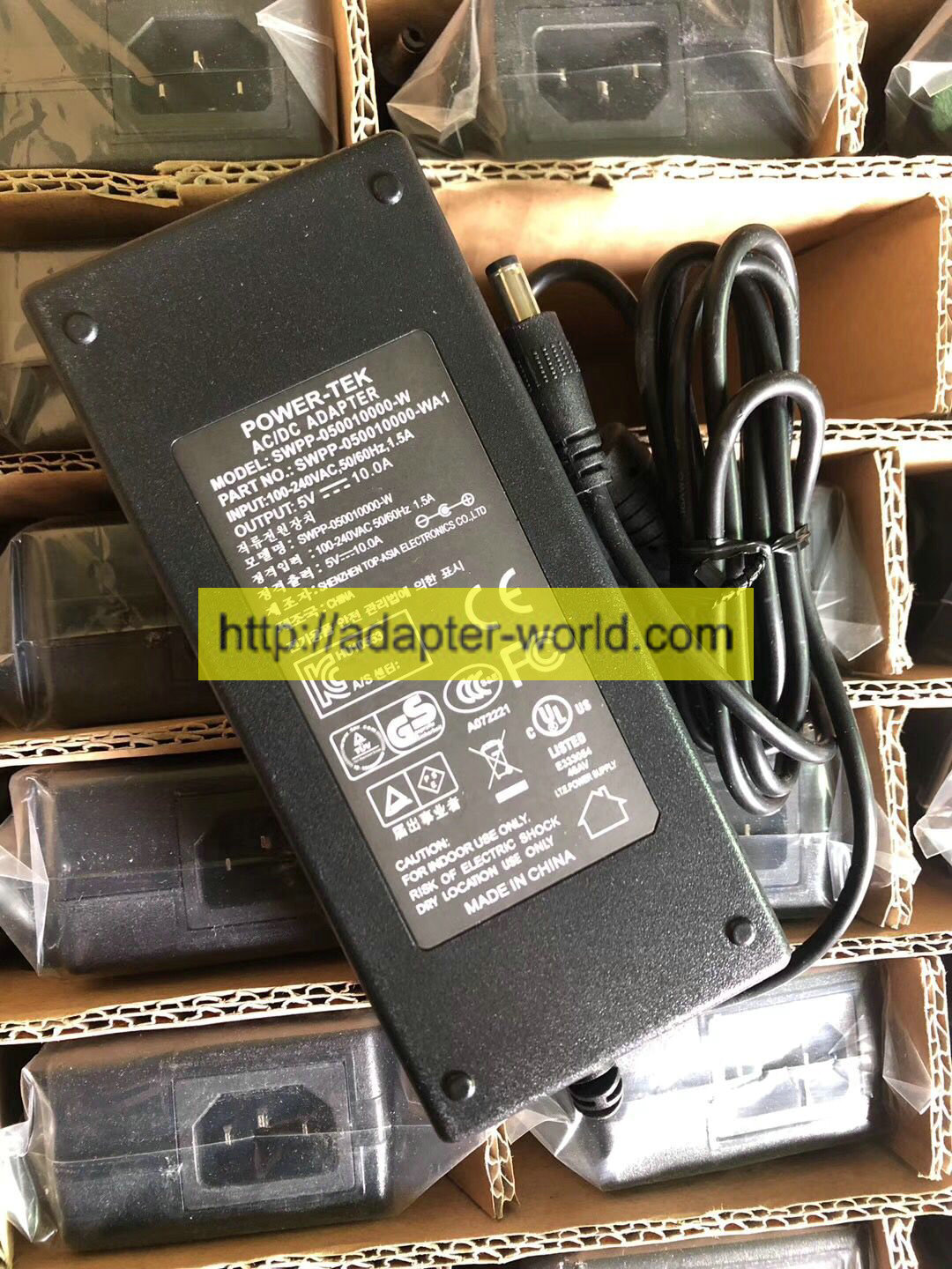 *100% Brand NEW* POWER-TEK 5V 10.0A SWPP-050010000-W SWPP-050010000-WA1 AC/DC Adapter Free shipping!